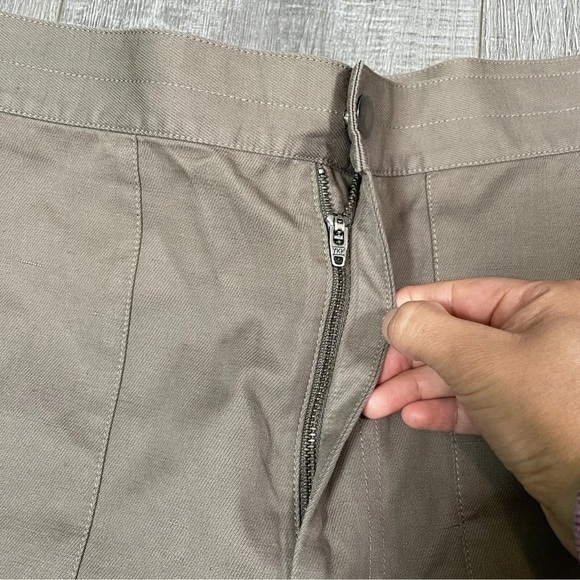 HELMUT LANG High Waist Pant Trousers Size 4 Almond Brown Cotton Linen Blend - Picture 4 of 8